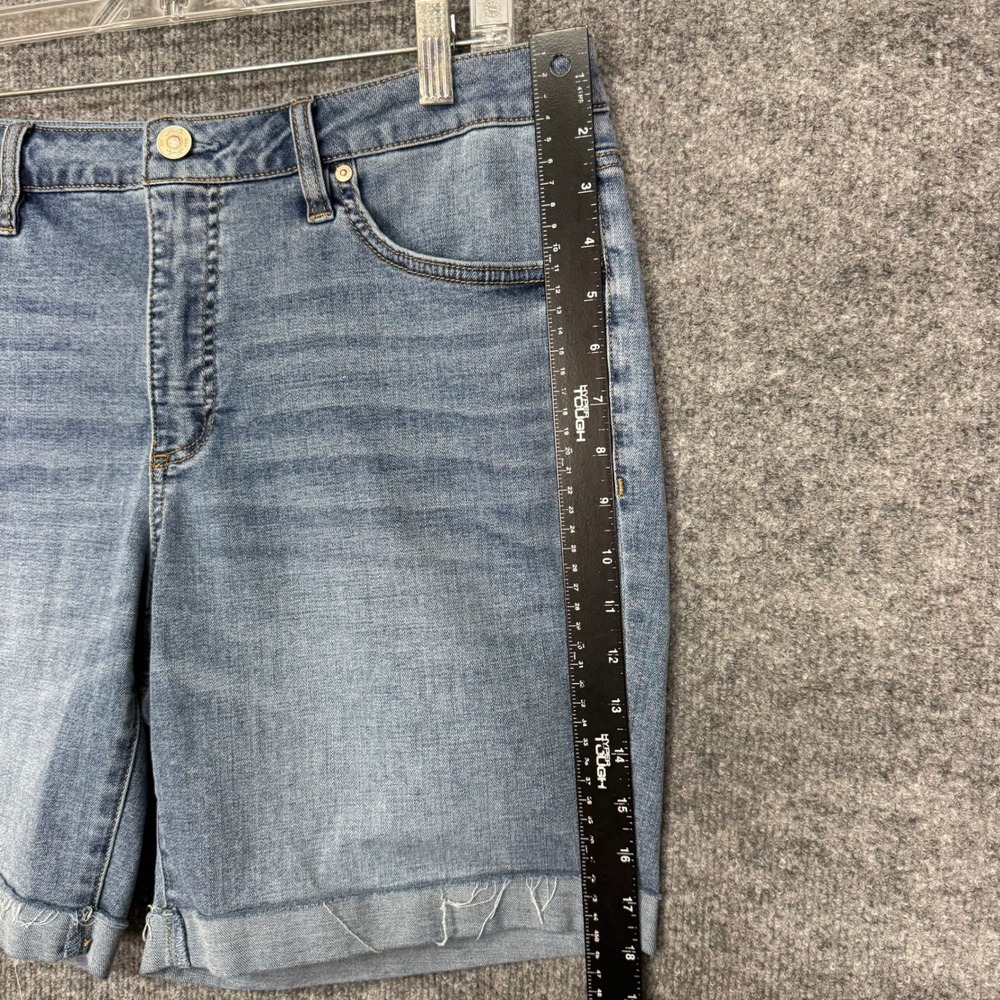 Seven7 Shorts Womens 12 Thrive Blue Relaxed Bermuda Denim Sew Cuffs Raw Hem - Picture 8 of 11